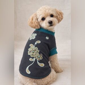 Handmade Upcycled Floral Embroidered Dog Sweater | Small Dog | One of a Kind